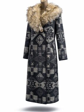 Tasha Polizzi blanket coat faux fur collar